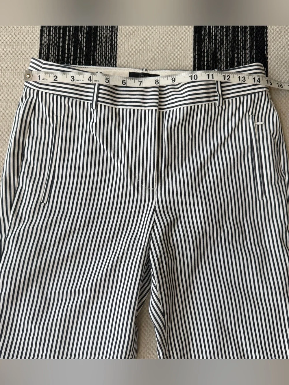 J. Crew Women's Black and White Striped Capri Ankle Dress Pants Size 4 NWT